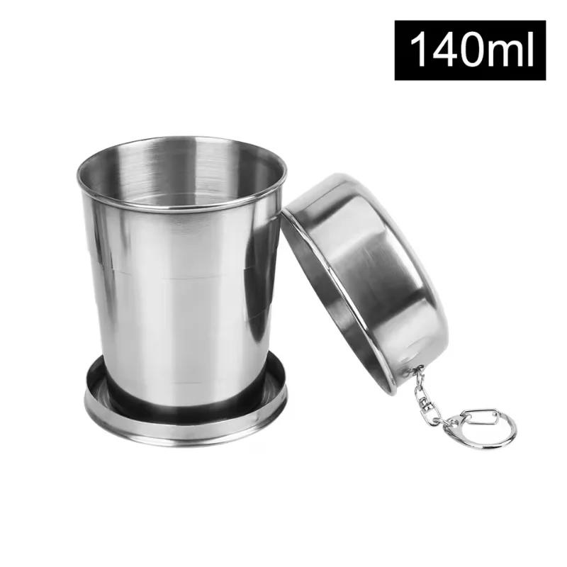 Stainless Steel Travel Carry-On Outdoor Wine Glass Portable Telescopic Water Cup Folding Wine Teacup Large Small and Medium-Size