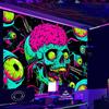 Nuxovilar UV Reactive Tapestry Skeleton Halloween Dinner Scene BlackLight Tapestries Cool UV Black Light Spooky Party Tapestry L
