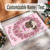 Pug Theme Crystal Velvet Floor Rug Personalized Custom Name Text Warm Carpet Home Decoration