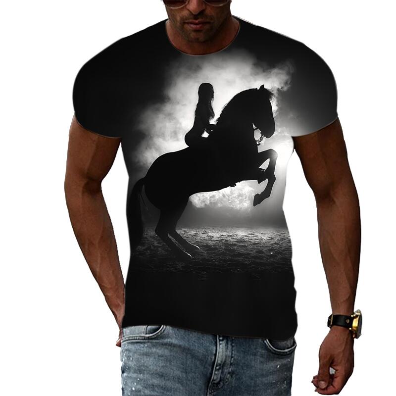 Summer Fashion Graphic Animal Horse T Shirts For Men Casual 3D Print Tee Hip Hop Harajuku Personality Round Neck Short Sleeve