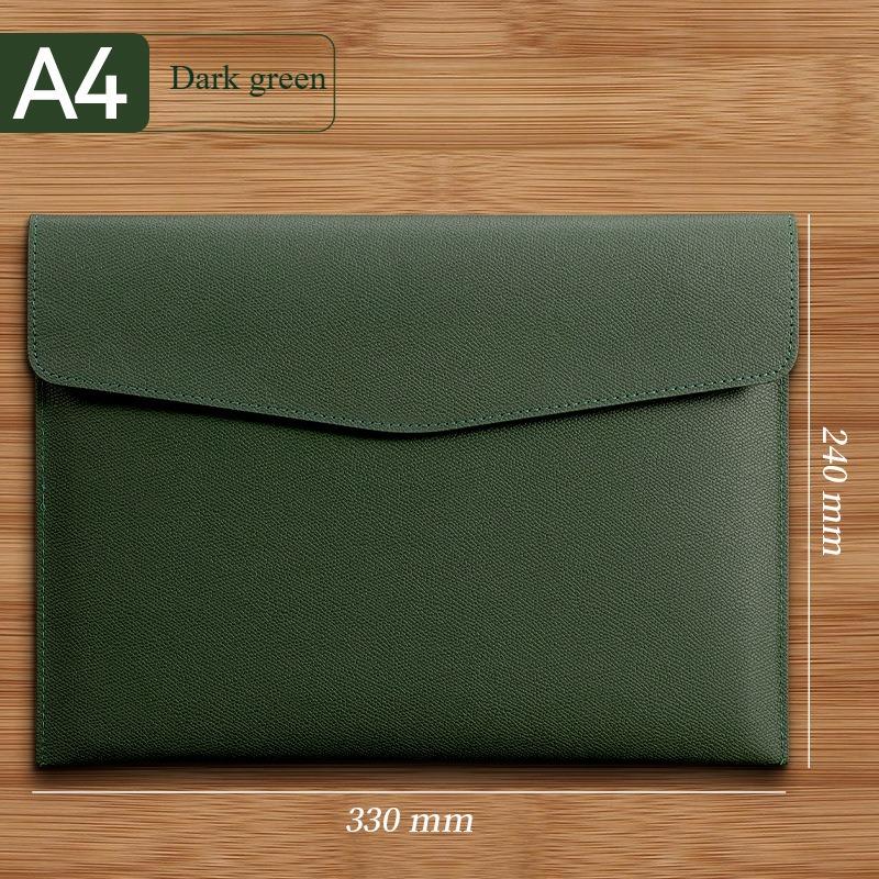 1PC Fashion A4 Leather Document Bag High-end Document Bag Information Bag Waterproof Business Office Snap Buckle Thickened Storage Bag