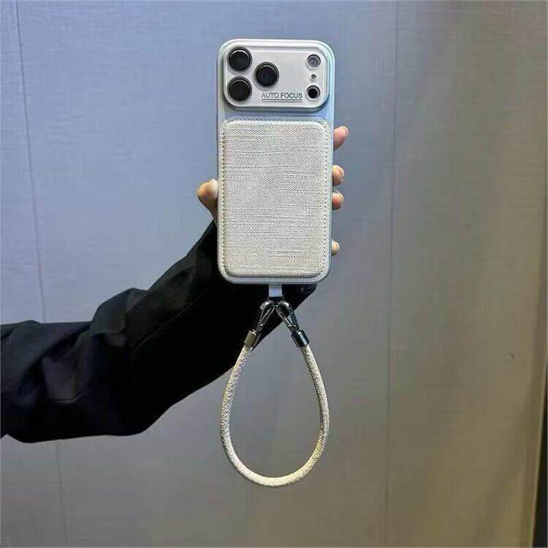 

Denim Texture Pink Protective Case for iPhone 17 Pro Max with Women’s Lanyard iPhone 16 Pro Max