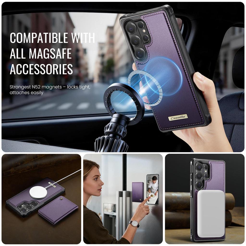 Samsung S26 Ultra Phone Case with Card Holder & Wireless Charging Stand