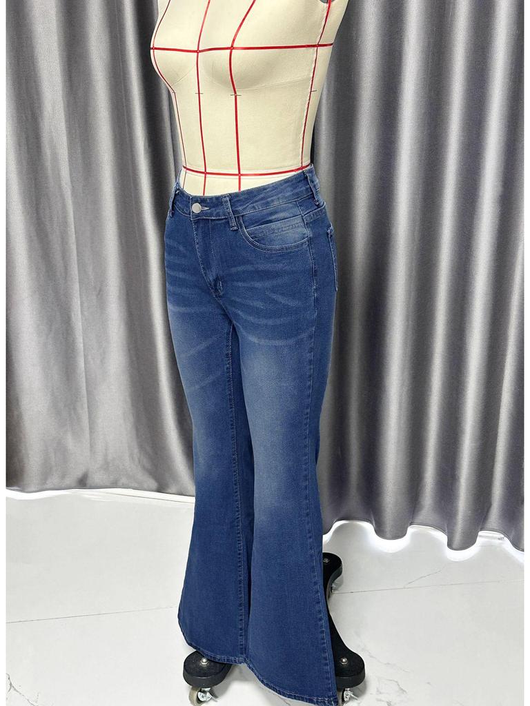 Europe Cross-Border Retro Women's Stretch Slim Fit Micro Flare Denim Jeans - 2025 Spring Collection