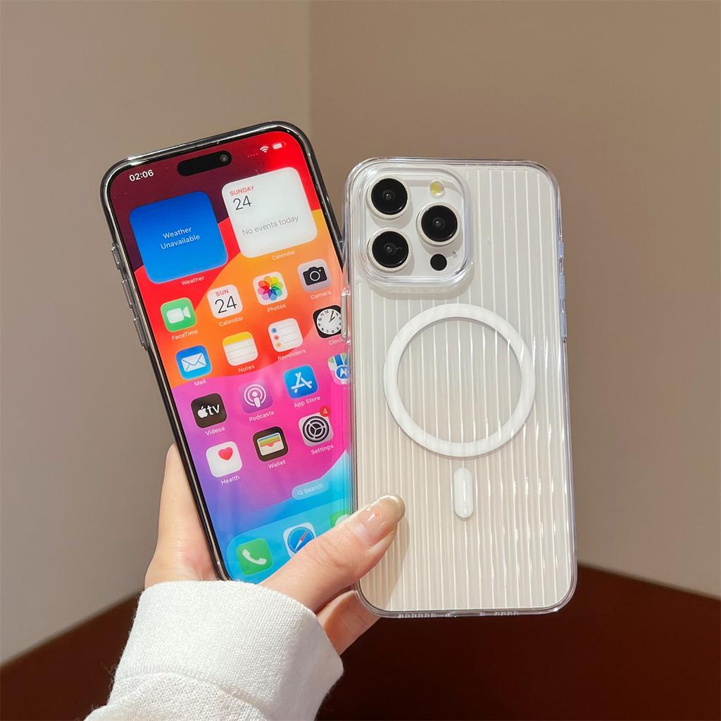 New Magnetic Suction Mobile Phone Case for Apple 15 Pro Max, 14 Pro, 13 - High Transparent, Ultra-Thin, Frosted Design