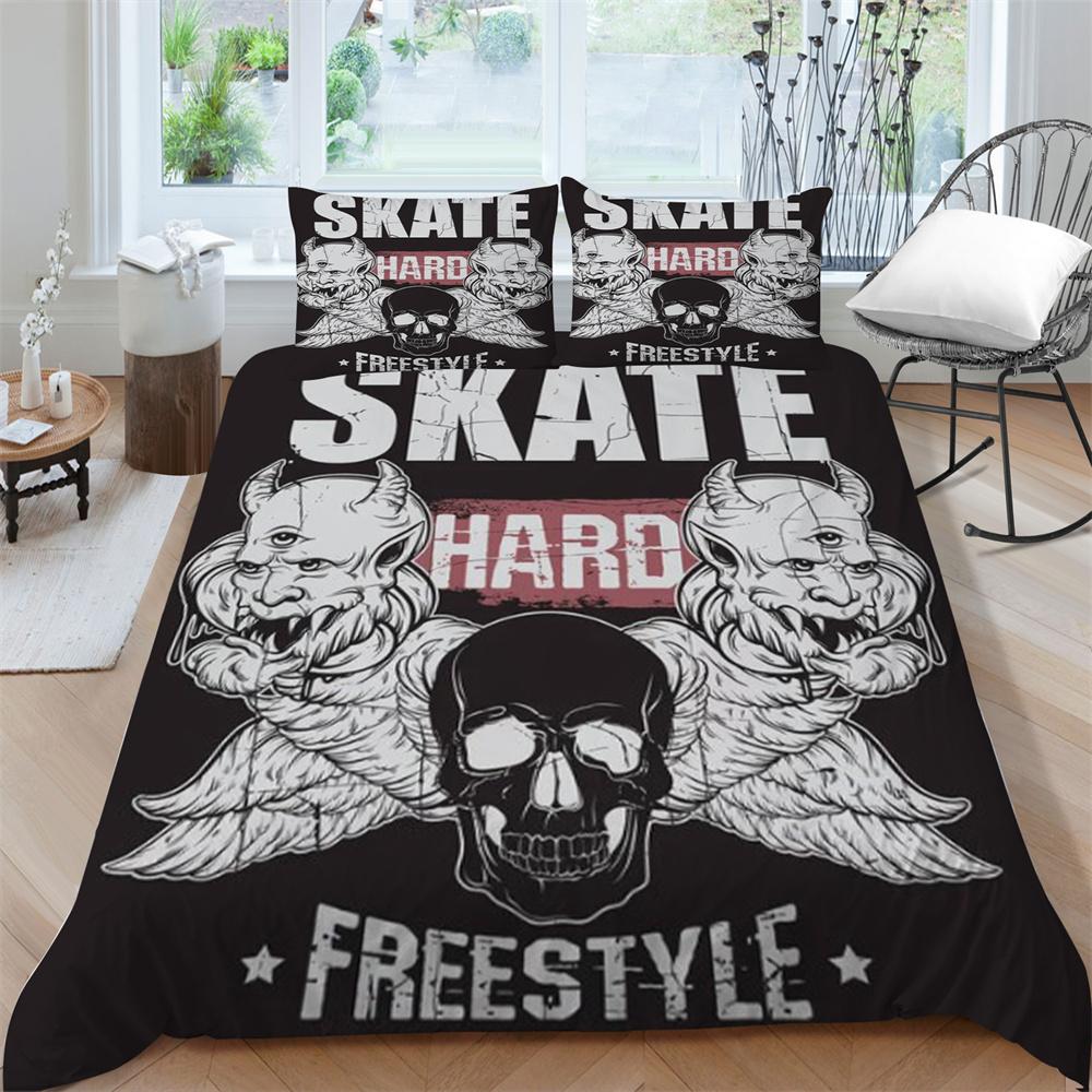 3D Skull Print Bed Suit Bedding Quilt Cover Home Bedclothes Kids Gift Microfiber Comforter Breathable Duvet Cover