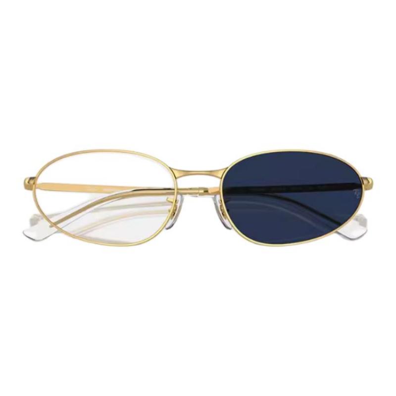 RayBan Schläfenlogo Metallische Ovale Sonnenbrille Unisex Paar Mehrfarbig
