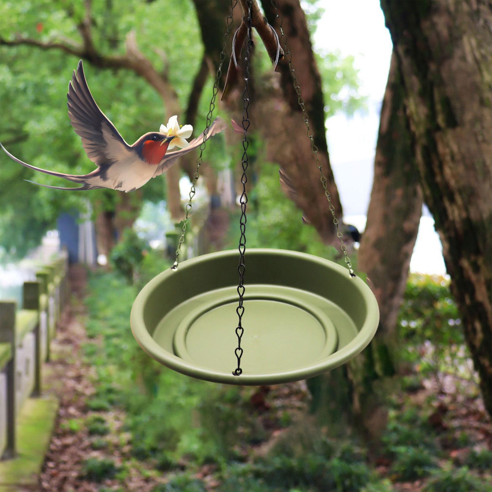 Bird Feeder Waterer and Chain Hanging Bird Bath Water Feeder for Yard Tree