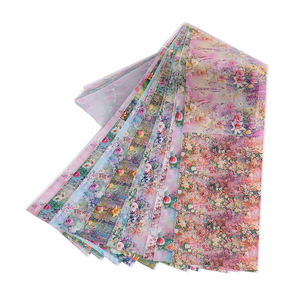 Floral Starry Sky Nail Art: Monet Garden Gradient Transfer Paper for Gentle Nail Decoration