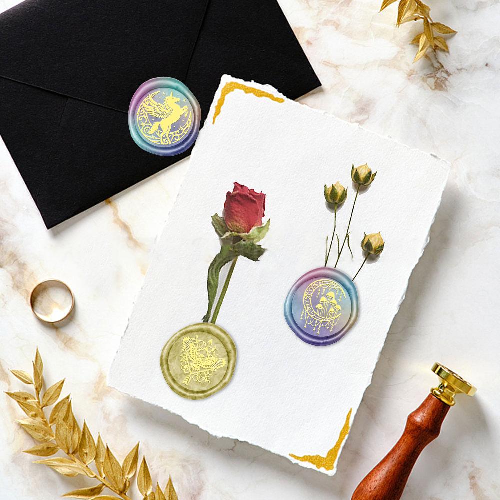 Moon and Animals Series Wax Seal Stamp Snake Elephant Cat Unicorn Replaceable Sealing Wax Stamp 25mm Brass Head for Halloween