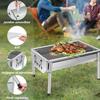 SunJas Barbecue Charbon De Bois INOX Ajustable Barbecue Demontable En Acier Portable BBQ Exterieur Grille Sur Pied Pour Jardin Pique