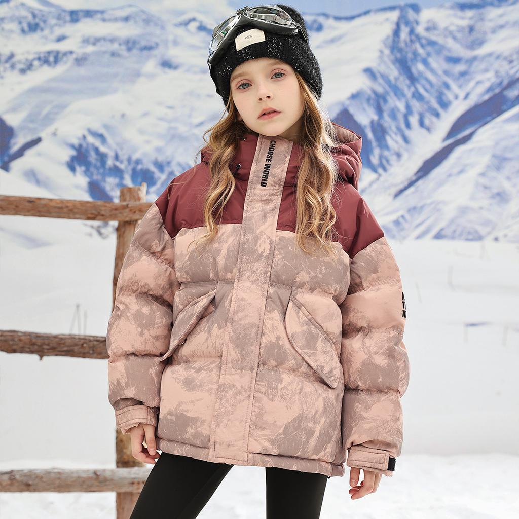 Children's Winter Clothing Thickened, Color-block Down Jacket for Winter