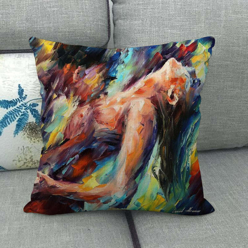 Painted Character Series Digital Printing Short Plush Pillow Covers Decorative For Car Sofa Office Cushion Cover Home Goods
