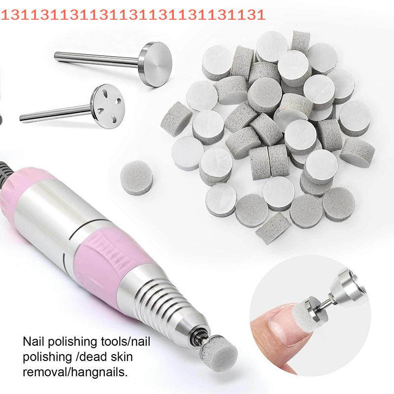 50pcs Stainless Steel Disk for Pedicure Polish 10mm Self-Adhesive Sponge Buffing Pads Replaceable Pedicure Accessory