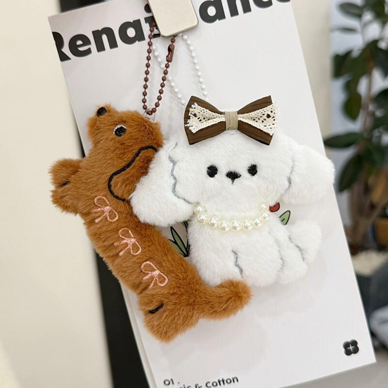 Kawaii Dachshund Plush Keychain Cartoon Stuffed Puppy Keyring Couple Key Holder Lovely Backpack Pendant Decoration Gifts