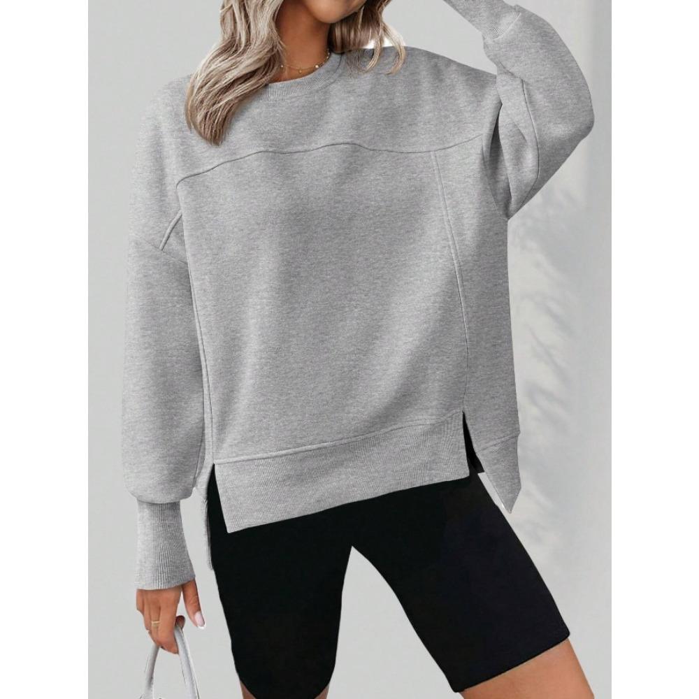 New Autumn and Winter Round-neck Long-sleeved Split Casual Loose and Versatile Hoodie