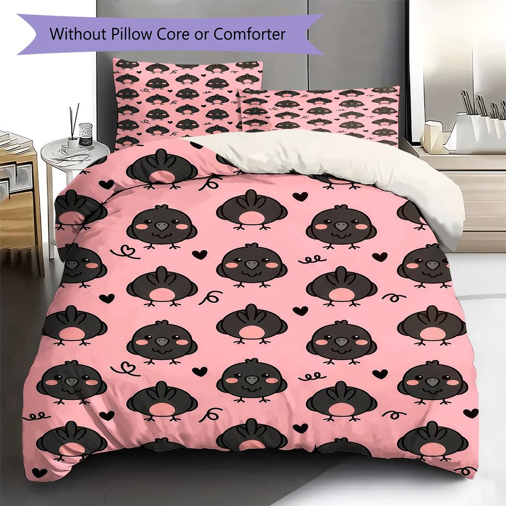 Pink Cartoon Art Pattern Bedding,Quilt Set Quilt Cover Pillowcase Home Birthday Gift (1 * duvet cover + 2 * pillowcase, without core)