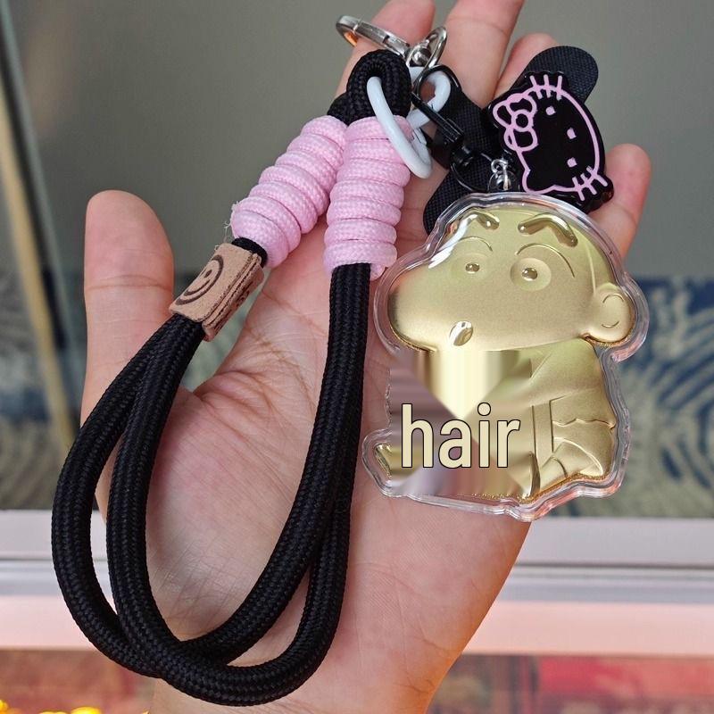 999 Pure Gold Crayon Shin-chan Cartoon Charm Pendant: Keyring & Phone Chain Accessory