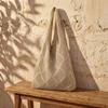Women Crochet Shoulder Bag Lightweight Solid Color Mesh Handbag Fashionable Beach Bag Daily Commuting