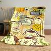 Cute yellow puppy characters with brown hats in cheerful activities. for all seasons blanket lunch break throw gift