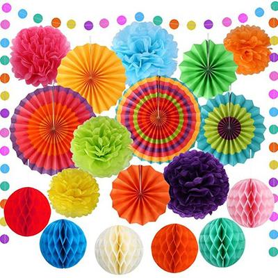 Party Birthday Decoration Arrangement Paper Fan Flower Honeycomb Ball Paper Flower Ball Balloon Cover Baby Birthday Arrangement