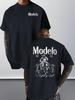 Modelo Graphic Print Men's 100% Cotton T Shirt, Casual Sports Style Top T Shirt
