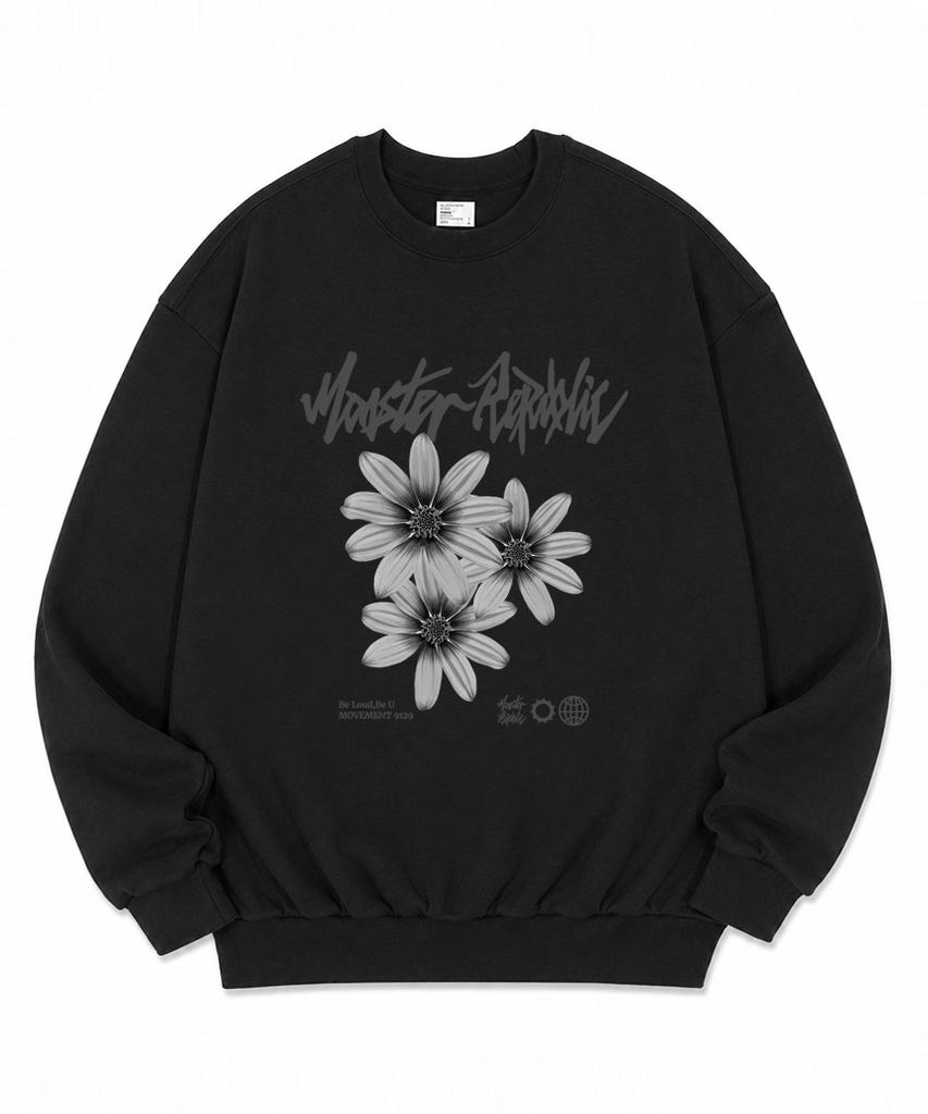 MONSTER REPUBLIC Daisy Flower Gray Sweatshirt Black_9129
