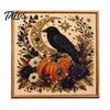 Decorative Hanging Pictures for Halloween Ghost Faux Pearl Art DIY Kit with Frame, Cat Painting Easy Projects Beginners Kit, 3D Witch Pumpkin