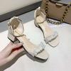 Sandal girl 2025 summer new high heel medium thick heel fashion fairy style versatile with skirt ins tide