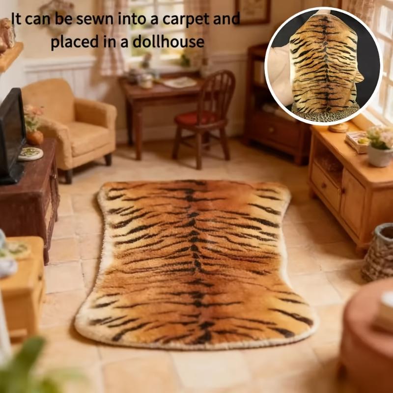 1 stk 1:12 Dukkehus Miniatur Tigermønster Leopardmønster Plys Tæppe Model Soveværelse Stue Dekoration Dukkehus Tilbehør