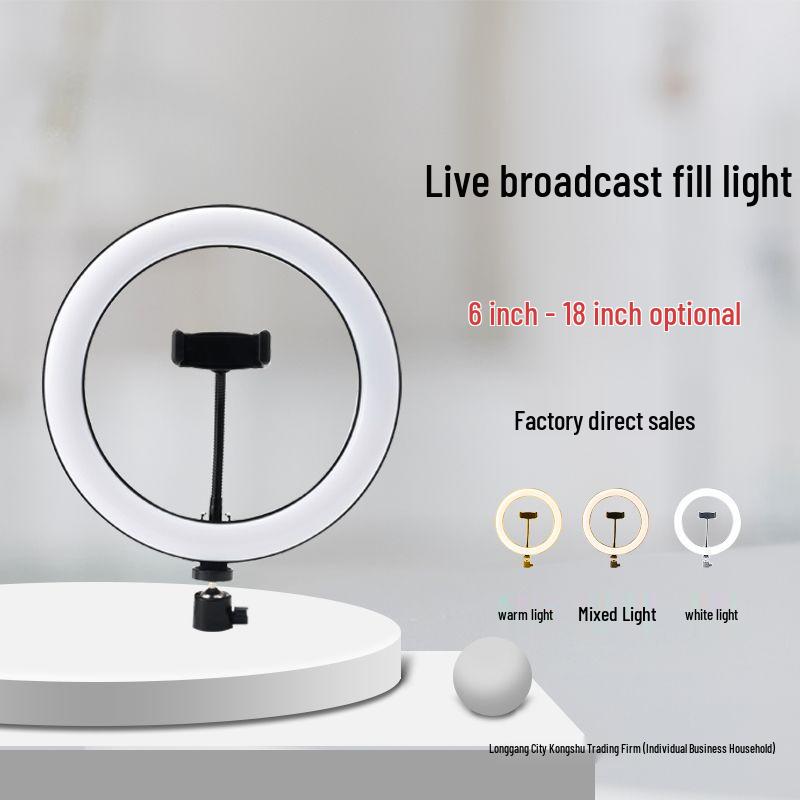 Floor-Standing Multifunctional Phone Holder with Fill Light for Live Streaming and Beauty Enhancement