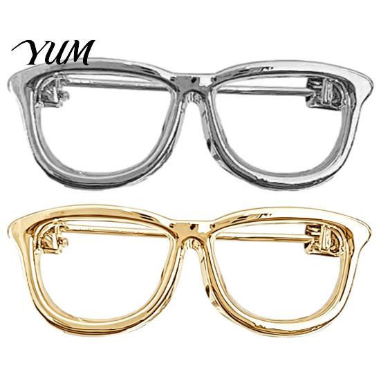 Golden Alloy Brooch Glasses for Men Women, Eyeglasses Shape Lapel Versatile Outfits Accessory Pin, Decorative Suits Shirts Sweaters Anti Oxidation