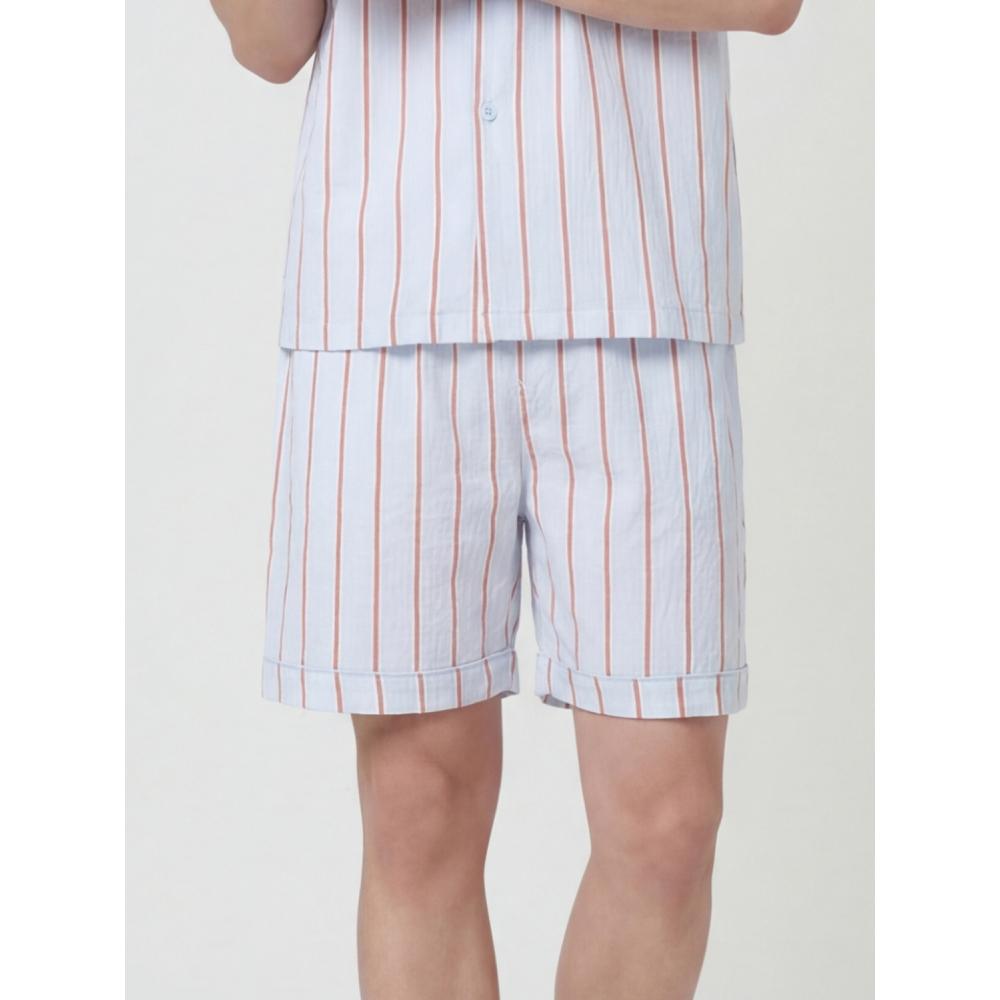 Daiso [pubLic] Pattern Piping Shorts Pajamas L Sky bLue