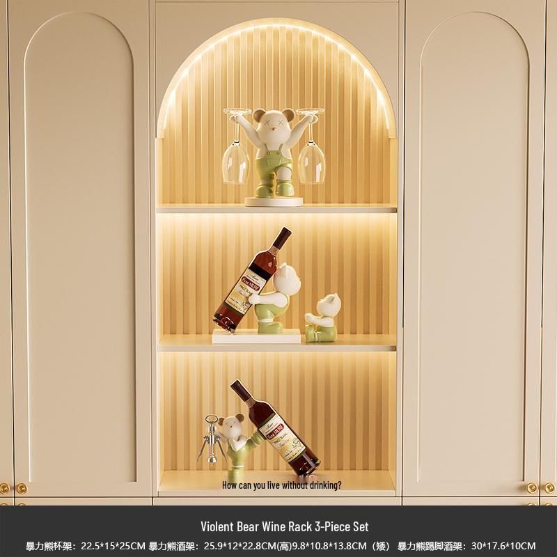 Luxurious Cream Style Red Wine Rack Ornament for Living Room or Entrance Cabinet