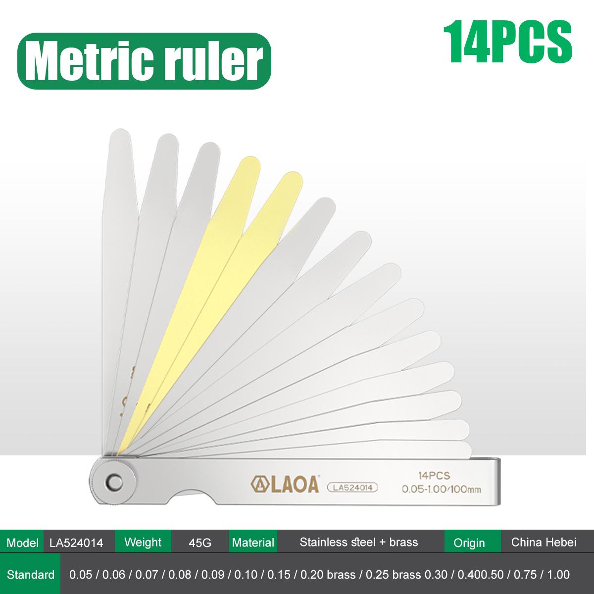 

LAOA щуп метрический 0.02-1мм набор для измерения толщины листа калибра лопасти клапаны листва клапанов зазор свечи зажигания 14PCS -LA524014