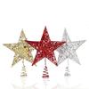 Glimmering Star Christmas Top Decoration 27cm Sparkling Hollowed Metal Star Tree Top For Christmas Tree Ornament