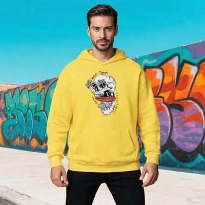 Moletom Masculino de Outono Casual Solto Plus Size Engraçado Personalizado Estampa de Caveira Gola Redonda Manga Longa Moletons Top de Inverno