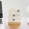 Student Study Desk Accessory Perpetual Block Calendar with Date Marker, Reusable Desktop Wood Base, DIY Ring A Daily Planner for Office Home