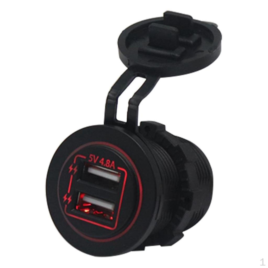 12V 4V DC Dual USB Automobile Music Socket with LED Backlight