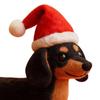 1/2Pcs Christmas Felt Dachshund Figurine Handcrafted Santa Hat Dog Ornament Simulation Puppy Statue Animal Sculpture Home Office Desktop Decoration