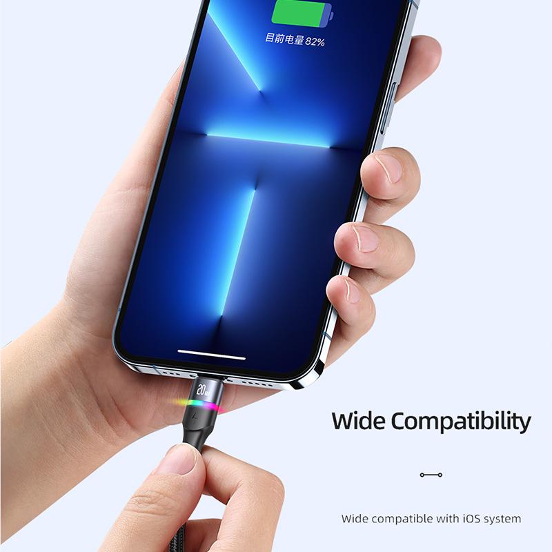 USAMS 6A USB Typ C Kabel LED Indikátor Lightning Kabel Pro iPhone 13 12 Huawei Samsung Xiaomi Mobilní Telefon PD 100W Rychlá Nabíječka