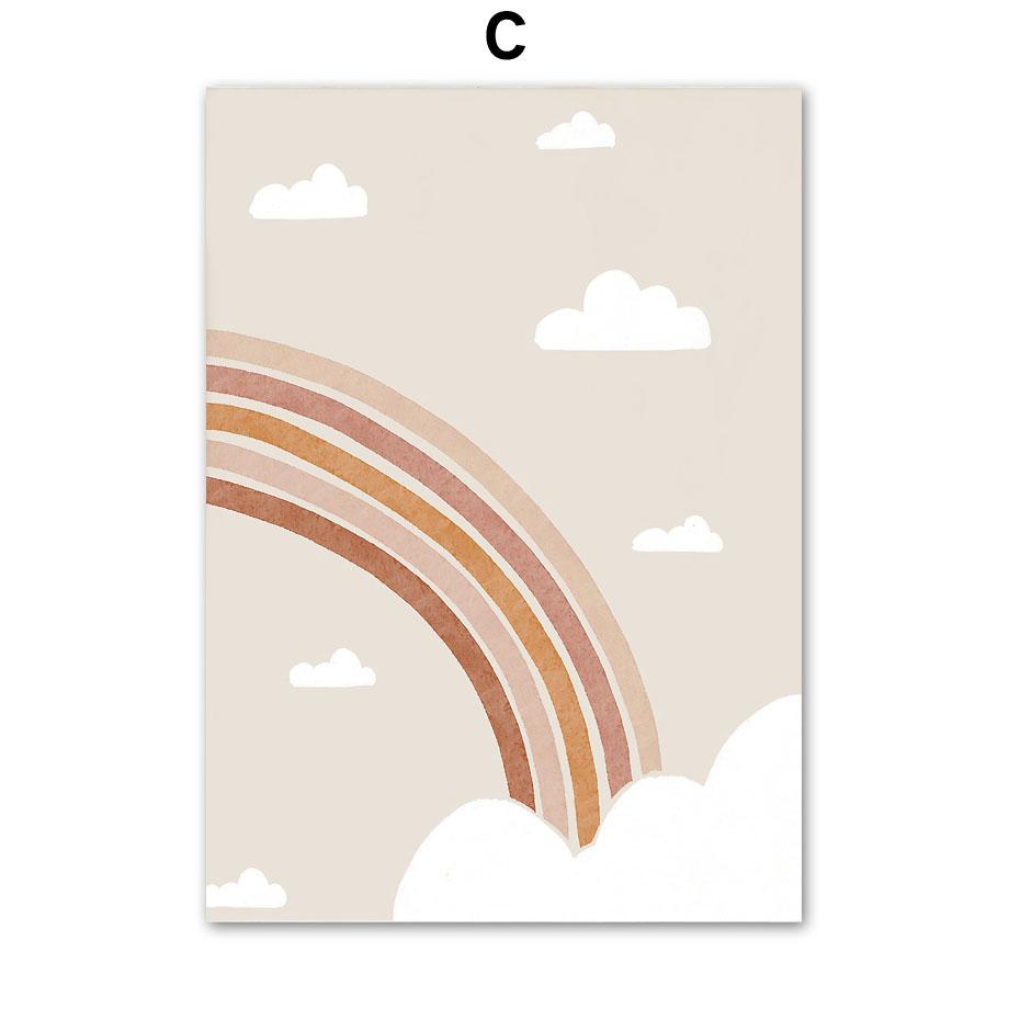 Cartoon ABC Number Deer Sun Cloud Rainbow Nordic Posters And Prints Wall Art Canvas Painting Wall Pictures Baby Kids Room Decor