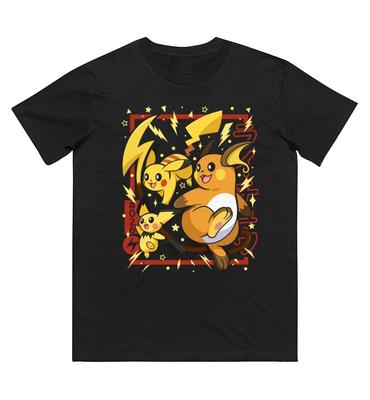 Pokemon Pichu Entwicklung Gedrucktes Baumwoll-T-Shirt Kurzarm Herren Damen Frühling Sommer Mode Lässiges Hemd