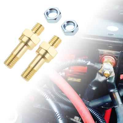 2 PEZZI Borchie Adattatore Terminale Batteria a Palo Laterale con Borchie Bullone Standard Batteria Estensore Palo Laterale Borchie Ottone e Lungo