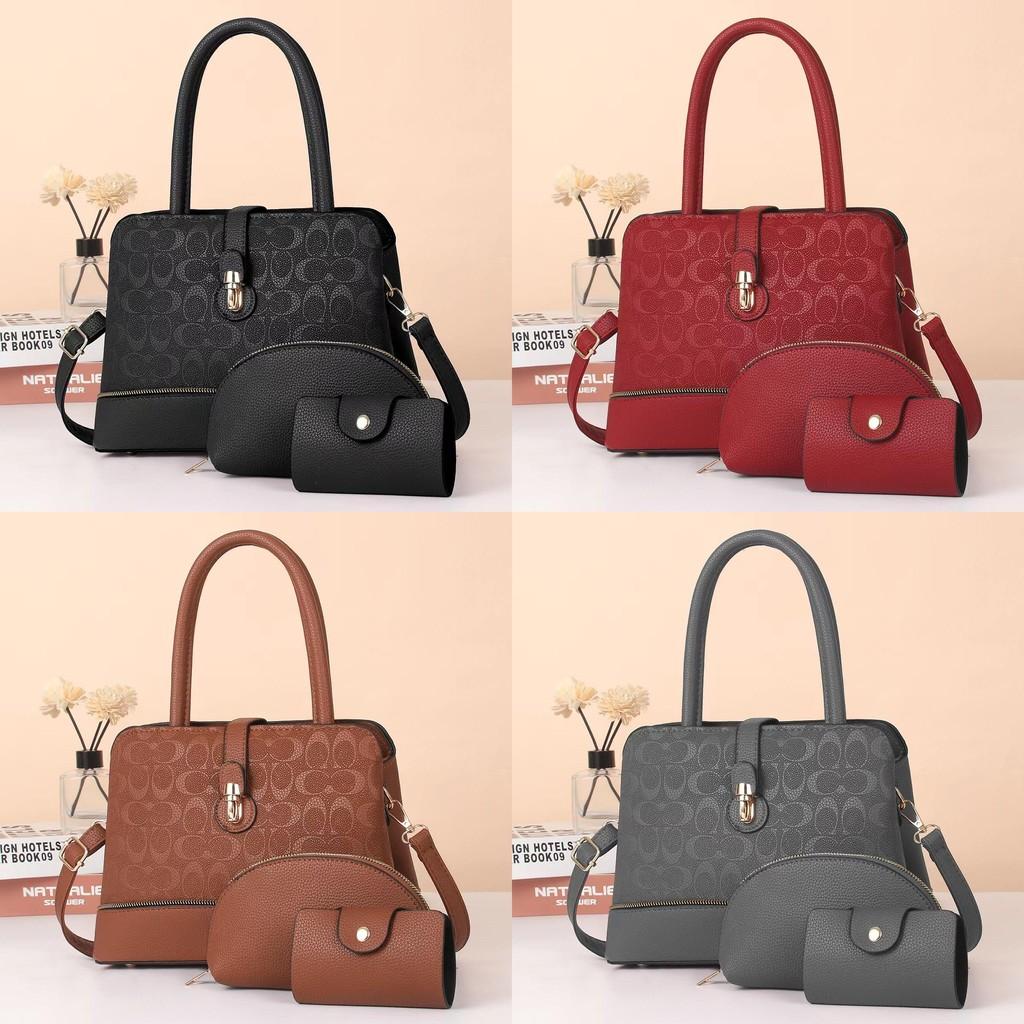 Stylish Three Piece Set Of Versatile Shoulder Handbags With Floral Design For Women