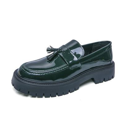 High-end Luxury Leather Shoes for Men British Height-increasing Thick-soled Trendy Shiny Surface Casual Loafers E Foot