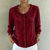 Maglione casual da donna in maglia con bottoni e colletto rovesciato, Pullover colorato