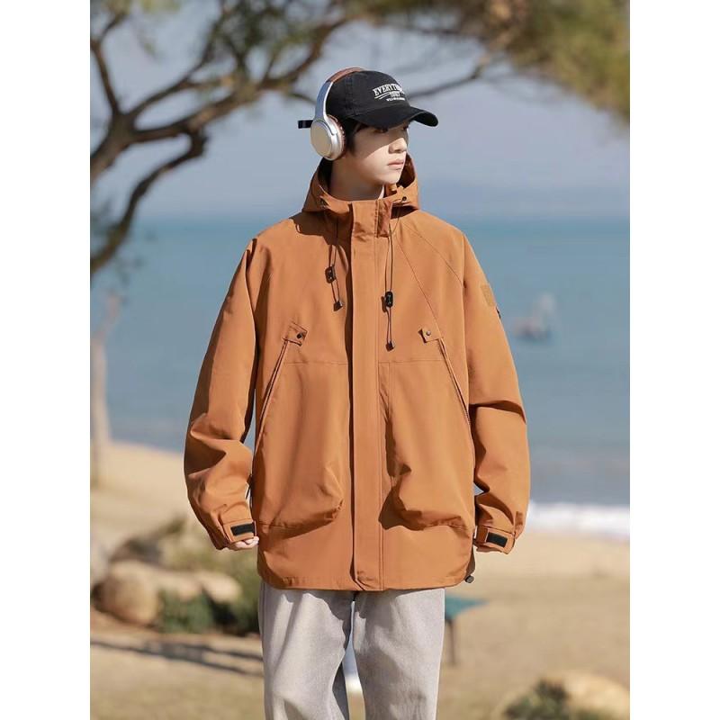 Mens Lightweight Waterproof Hooded Jacket Outdoor Activities Casual Sportswear Loose Fit Windbreaker