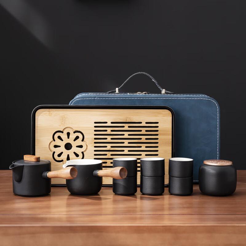 Portable Ceramic Gongfu Travel Tea Set with Tray
