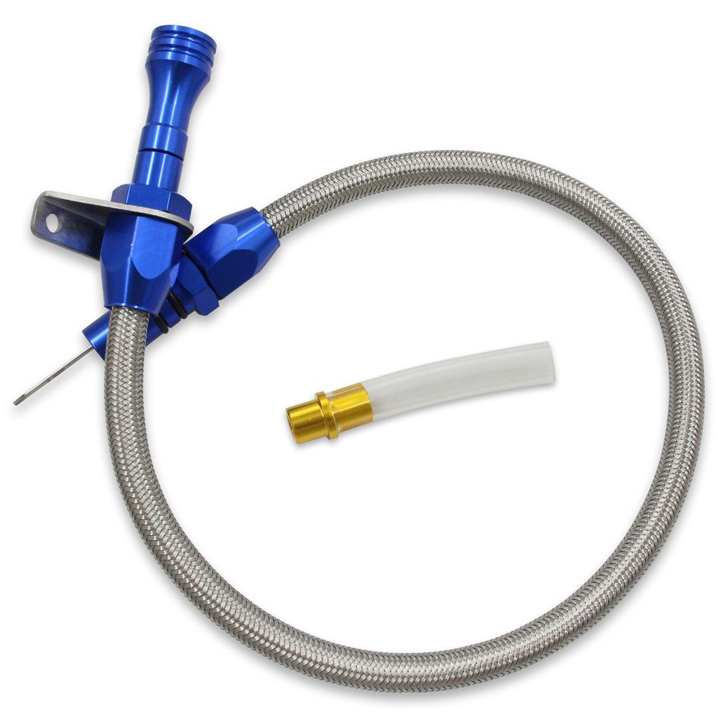 Mount Flexible Braided Transmission Dipstick Stainless Steel Tube For GM 4l80e 4l60e Chevy SBC BBC Th350 Th400 Turbo 700R4